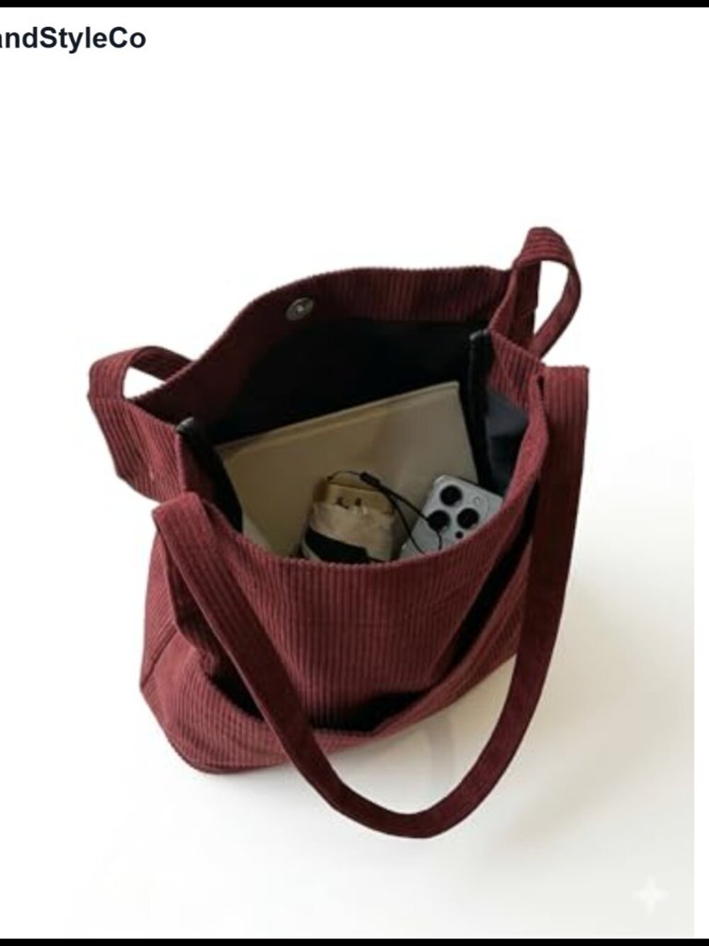 URBECA Women's Corduroy Hobo Tote Bag Shoulder Handbag Multi-Pocket - Picture 3 of 3